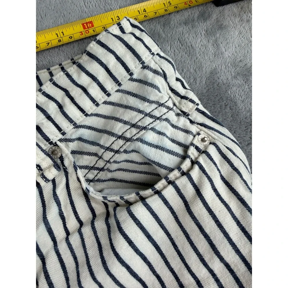 Free People We The Free Railroad Striped Denim High Rise Mini Shorts 26 Coastal